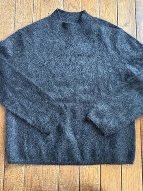 Banana Republic Brushed Cashmere Mock Neck Relaxed Sweater Grey Women's Medium